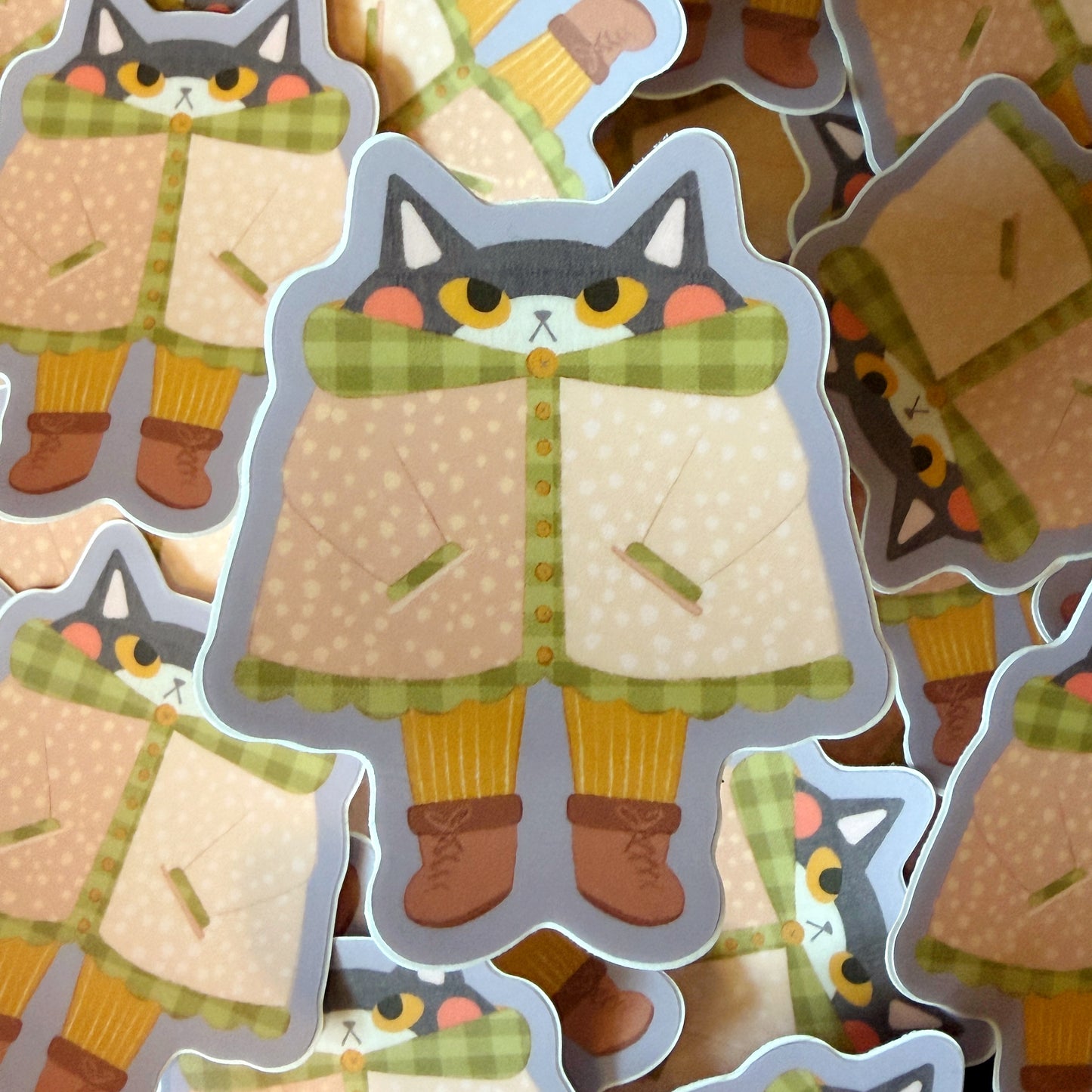 Grumpy Cat in Coat Matte Die-cut Sticker
