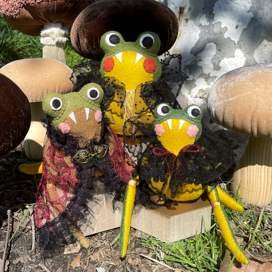 Vampire Frog Felt Dolls