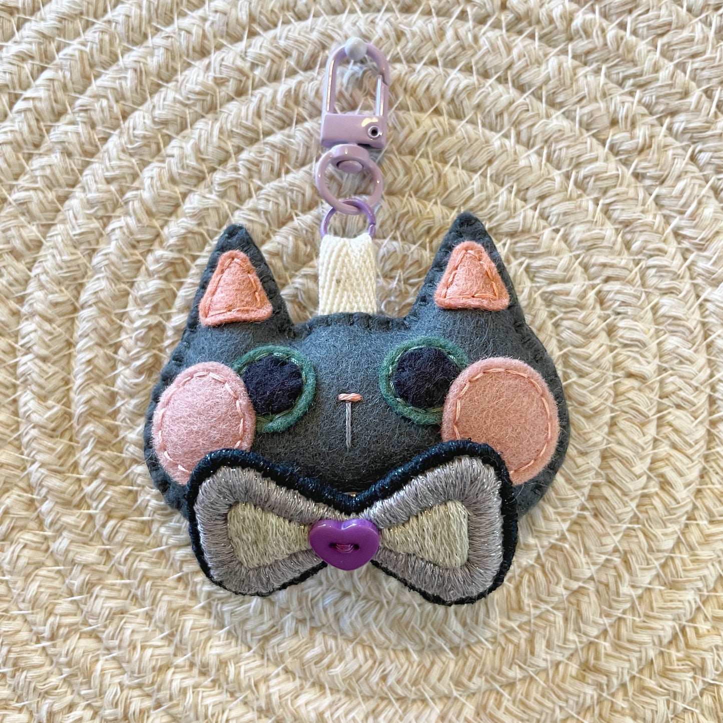 Pride Cat Felt Plush Keychain - Ace Flag