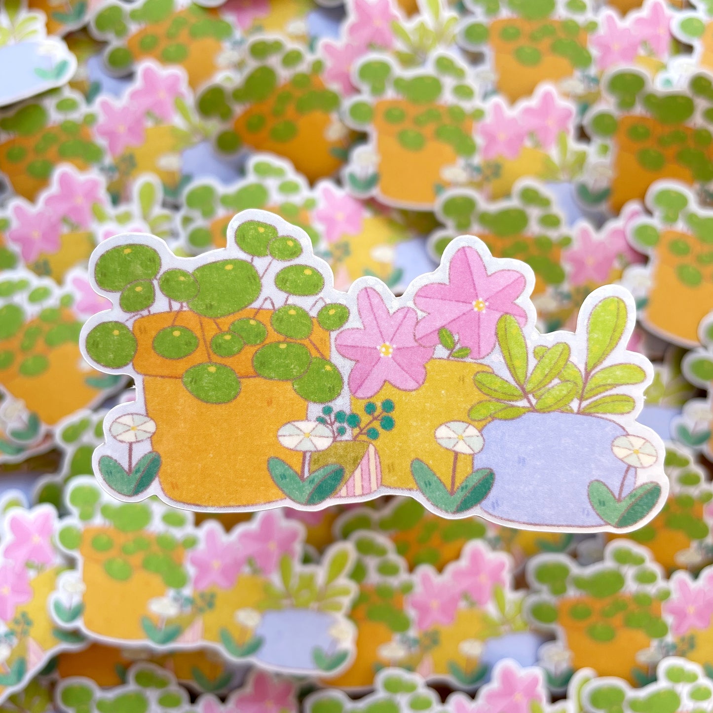 Planter Pots Matte or Glossy with Glitter Die-cut Sticker