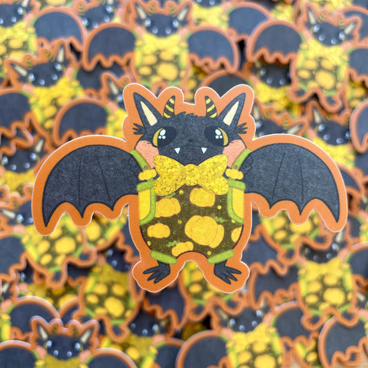 Pumpkin Bat Glitter Matte Die-cut Sticker