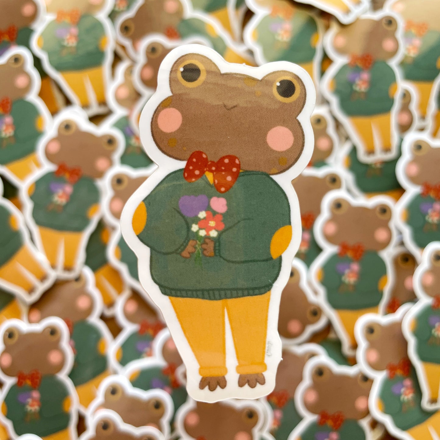 Toad with Flowers Glossy Die-cut Sticker