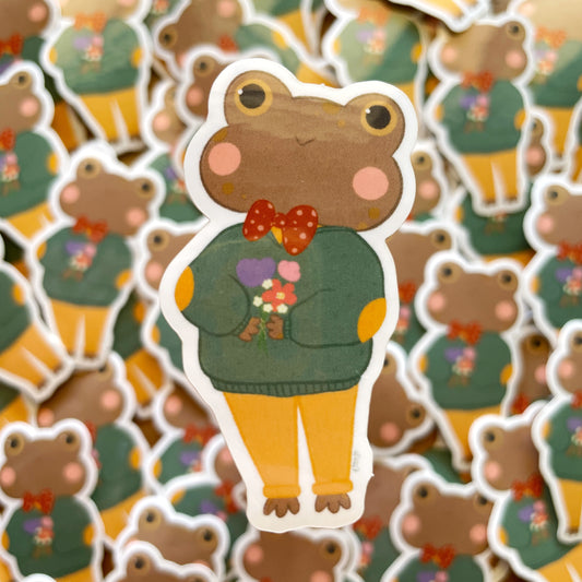 Toad with Flowers Glossy Die-cut Sticker