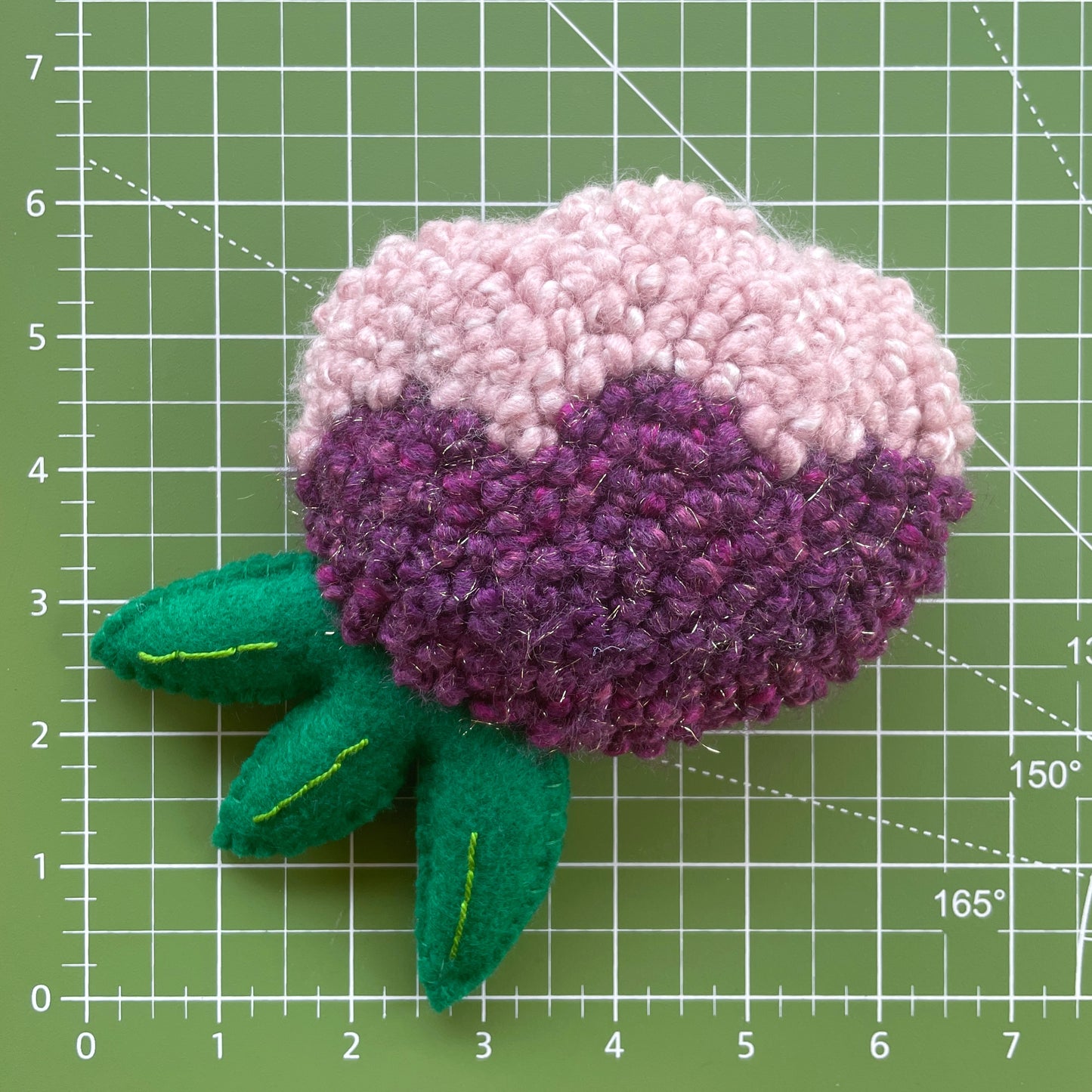 Pink and Purple Plush Punch Needle Keychain