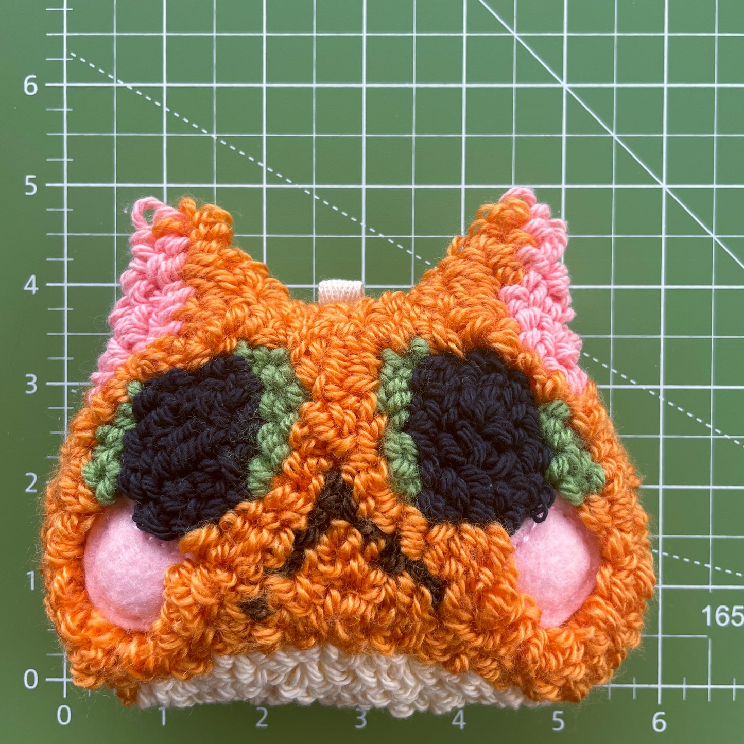 Orange Cat Plush Punch Needle Keychain