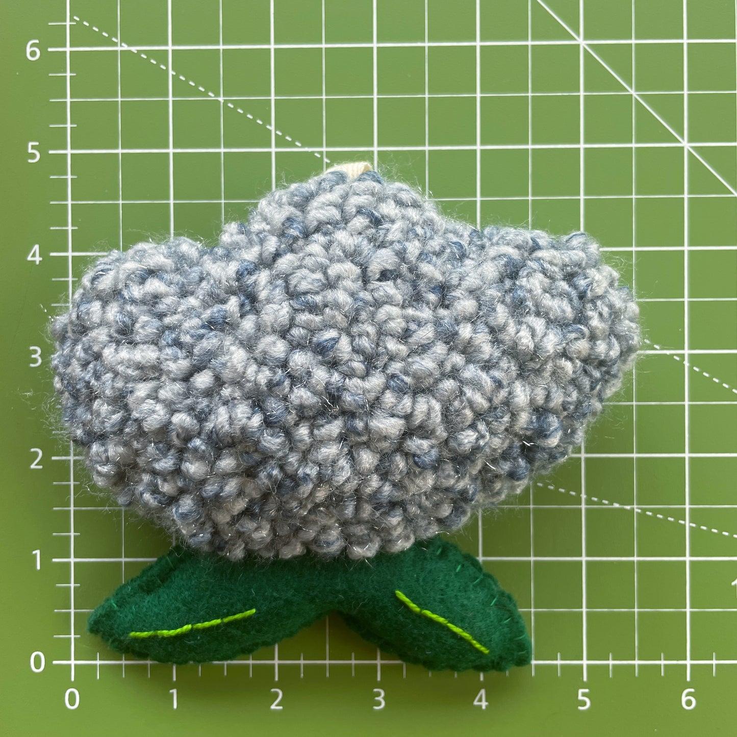 Blue Flower Plush Punch Needle Keychain