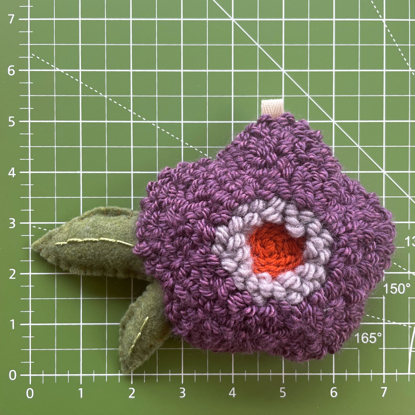 Purple Flower Plush Punch Needle Keychain