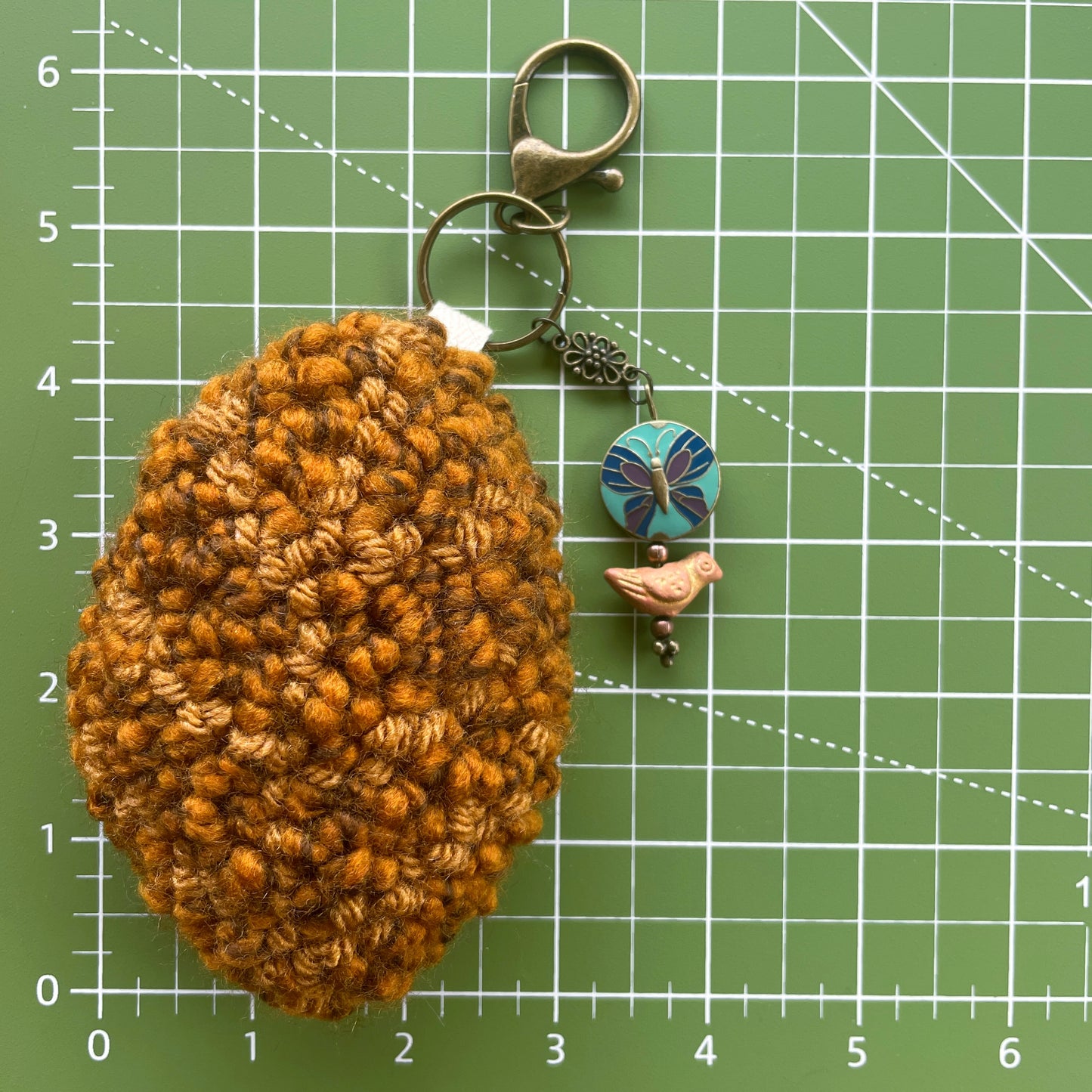 Brown Leaf Plush Punch Needle Keychain