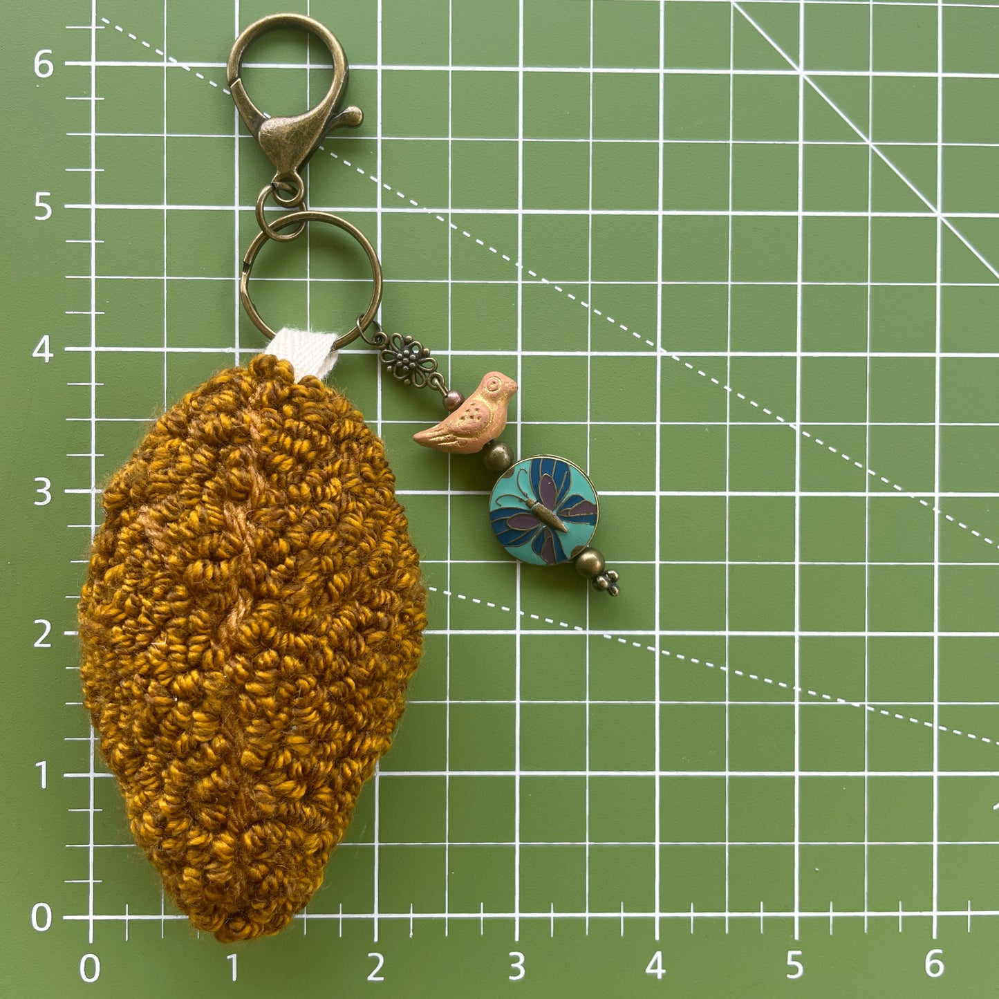 Small Brown Leaf Plush Punch Needle Keychain