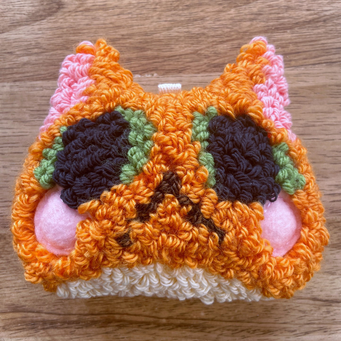 Orange Cat Plush Punch Needle Keychain
