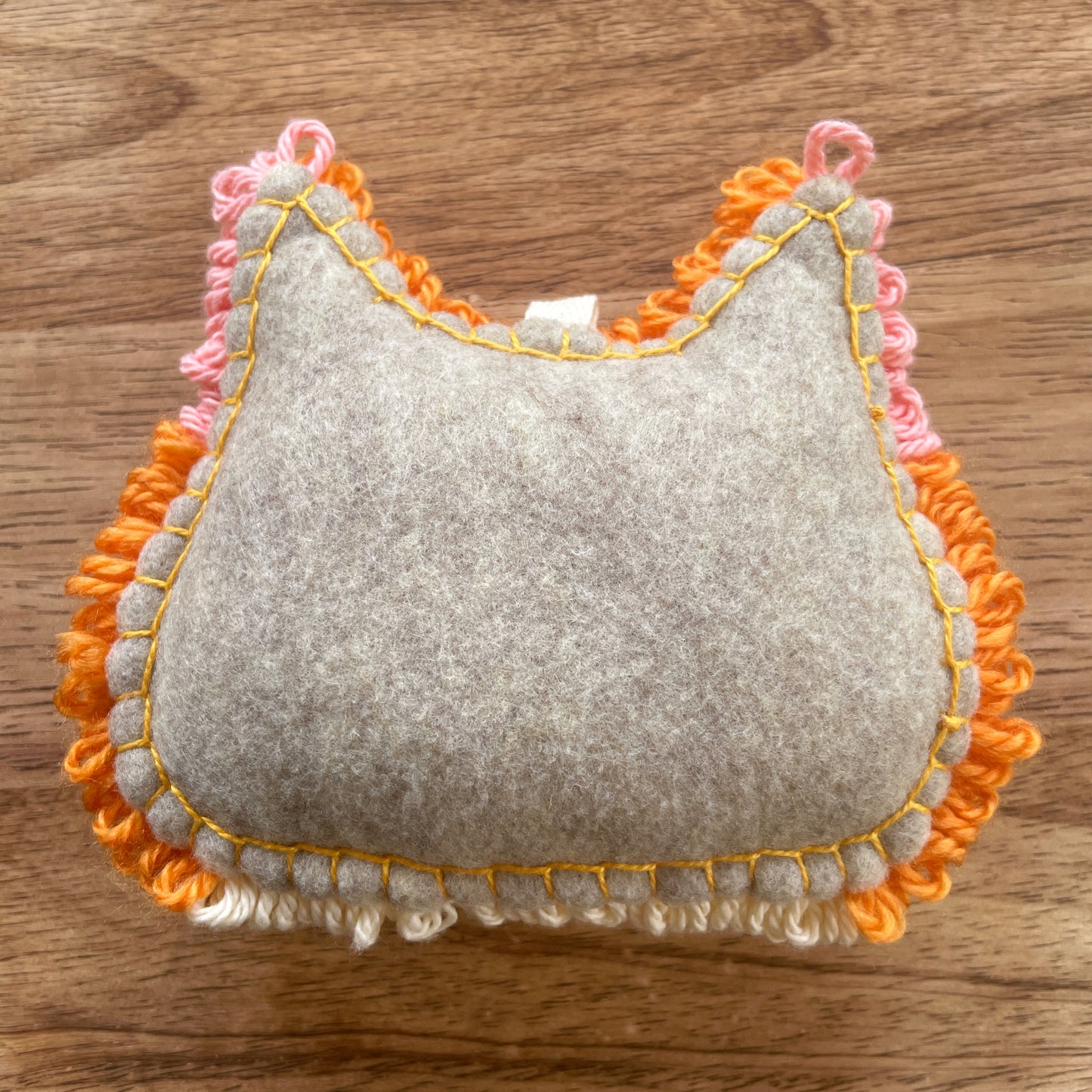 Orange Cat Plush Punch Needle Keychain