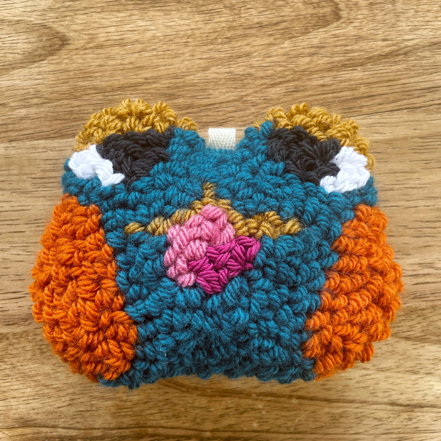 Teal Frog Plush Punch Needle Keychain