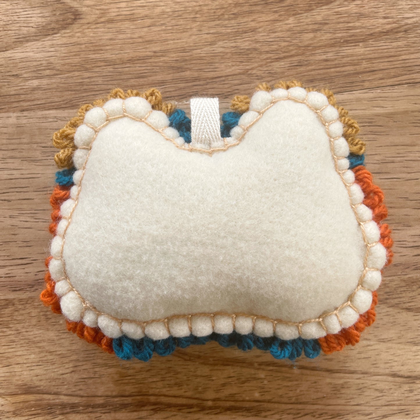 Teal Frog Plush Punch Needle Keychain