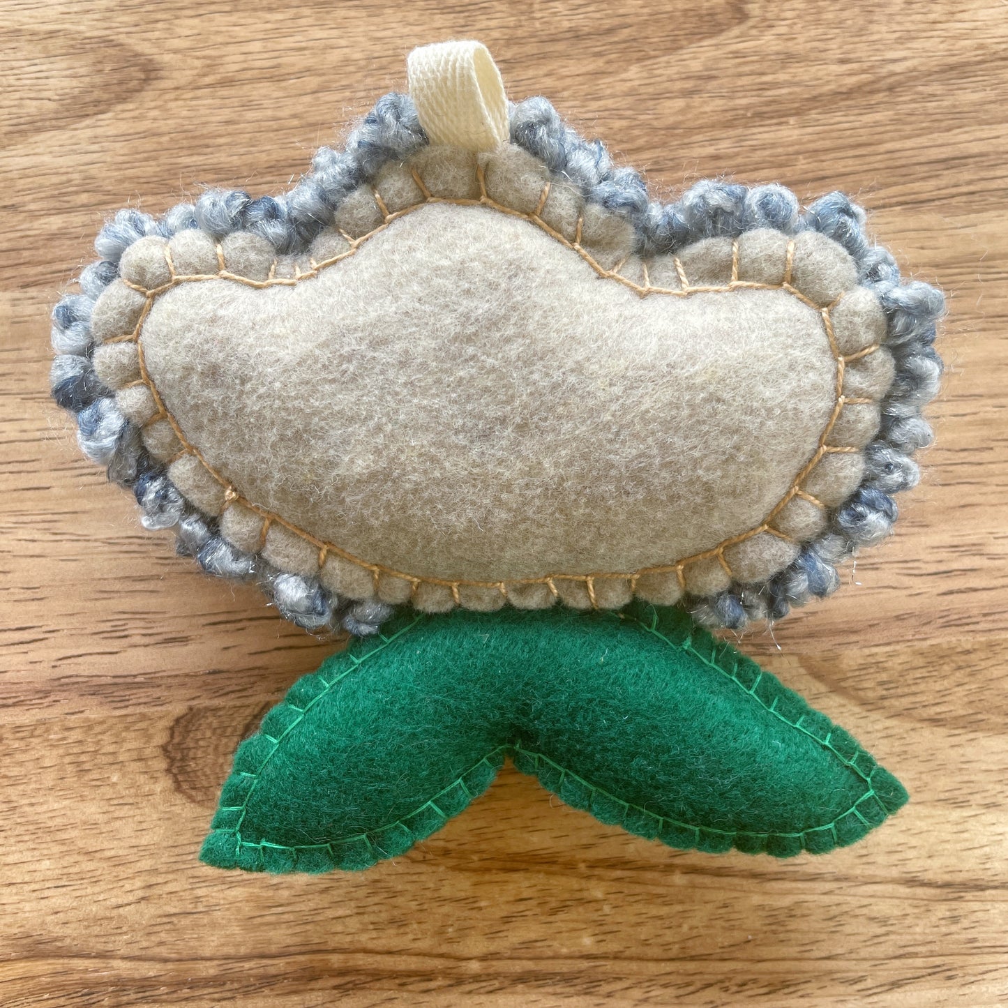 Blue Flower Plush Punch Needle Keychain
