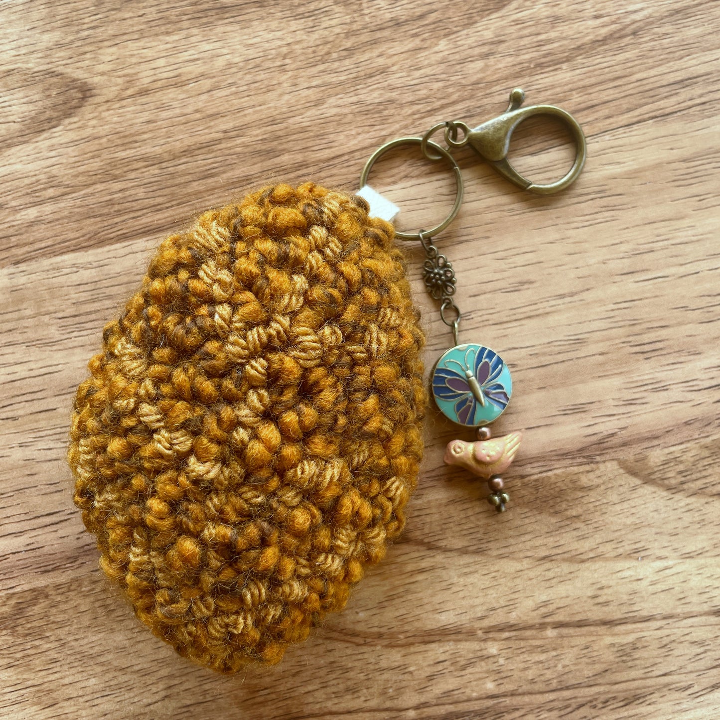 Brown Leaf Plush Punch Needle Keychain