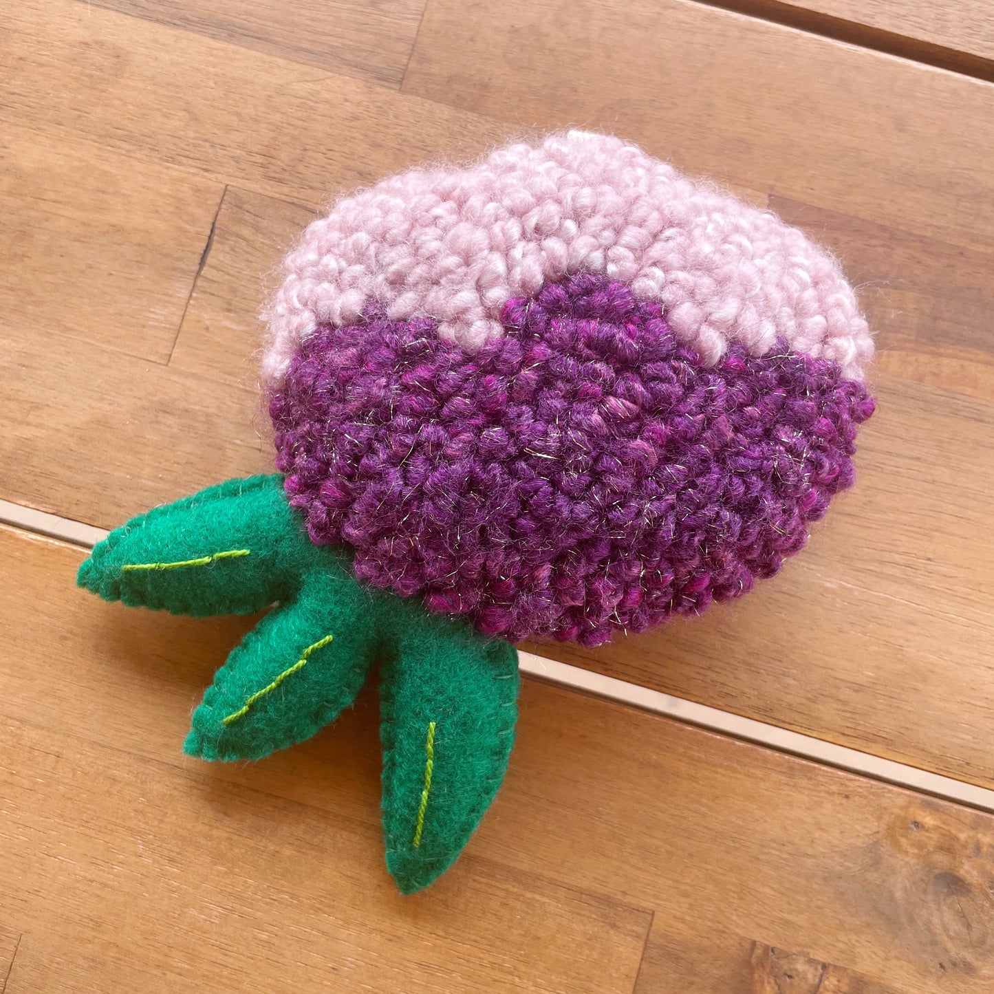 Pink and Purple Plush Punch Needle Keychain