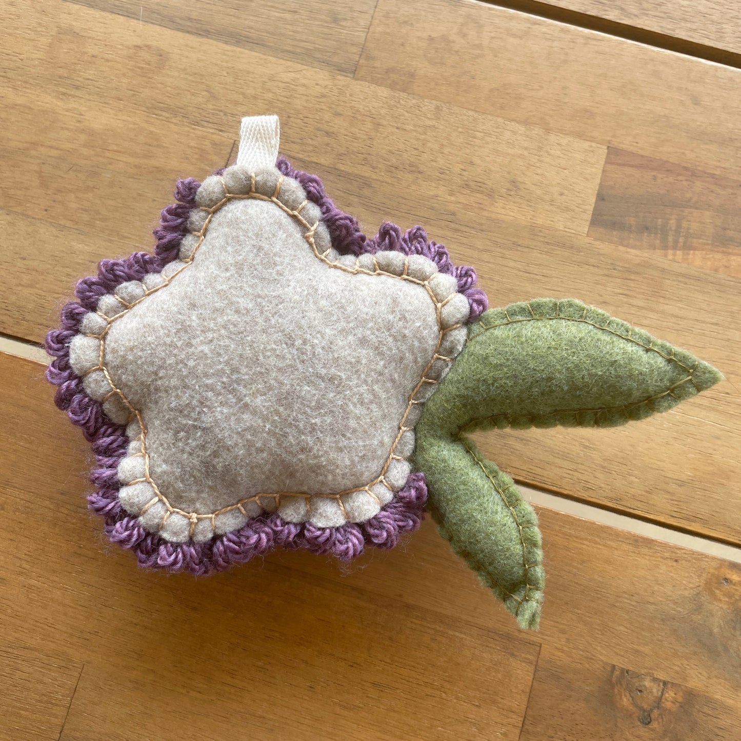 Purple Flower Plush Punch Needle Keychain