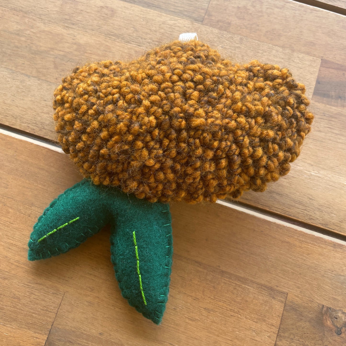 Brown Flower Plush Punch Needle Keychain