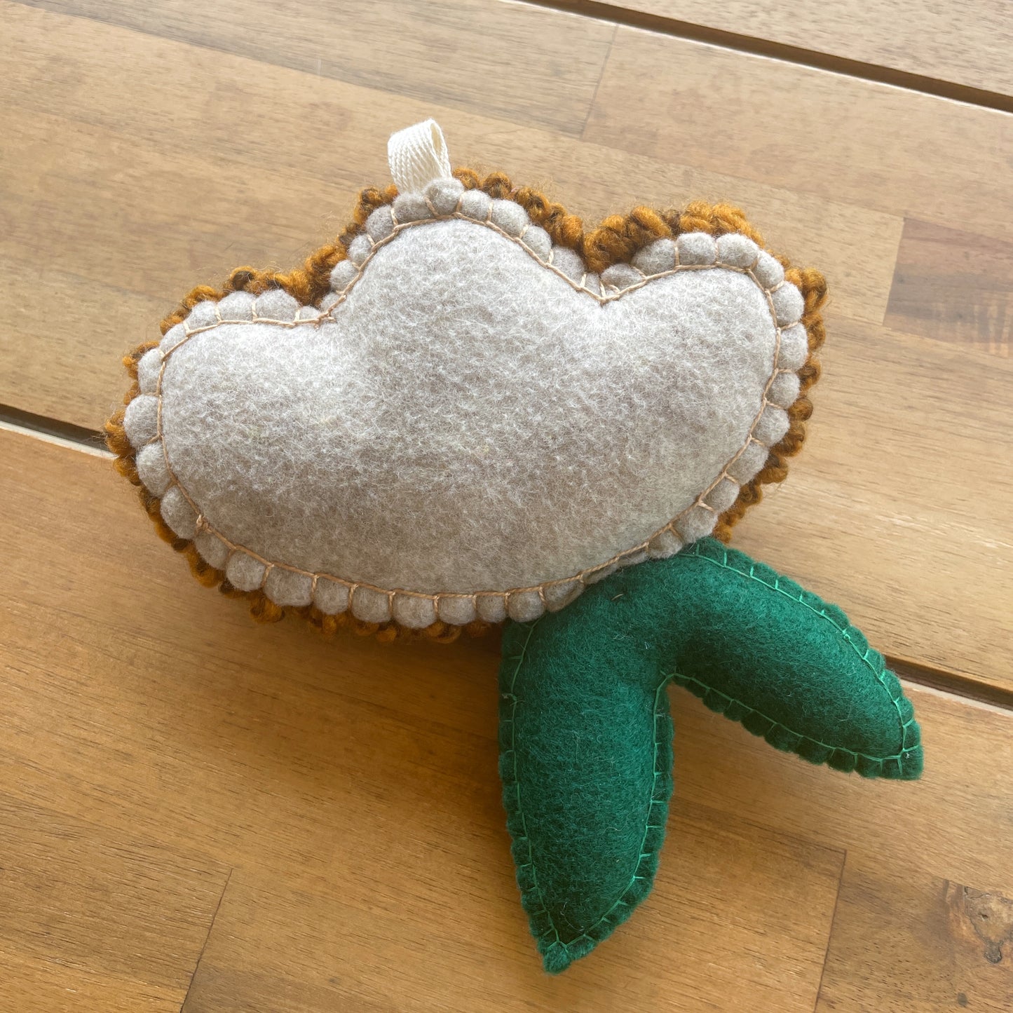 Brown Flower Plush Punch Needle Keychain