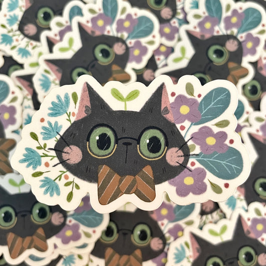 Dapper Grey Cat Matte Die-cut Sticker