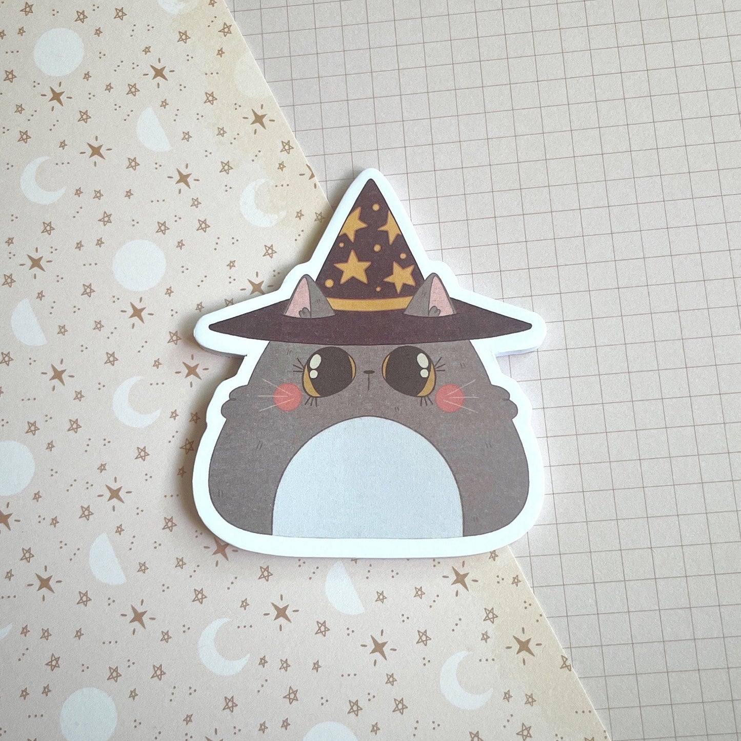 Die-cut Sticky Notes Grey Cat, Tabby Cat, Wizard Cat and Cloud Frogs