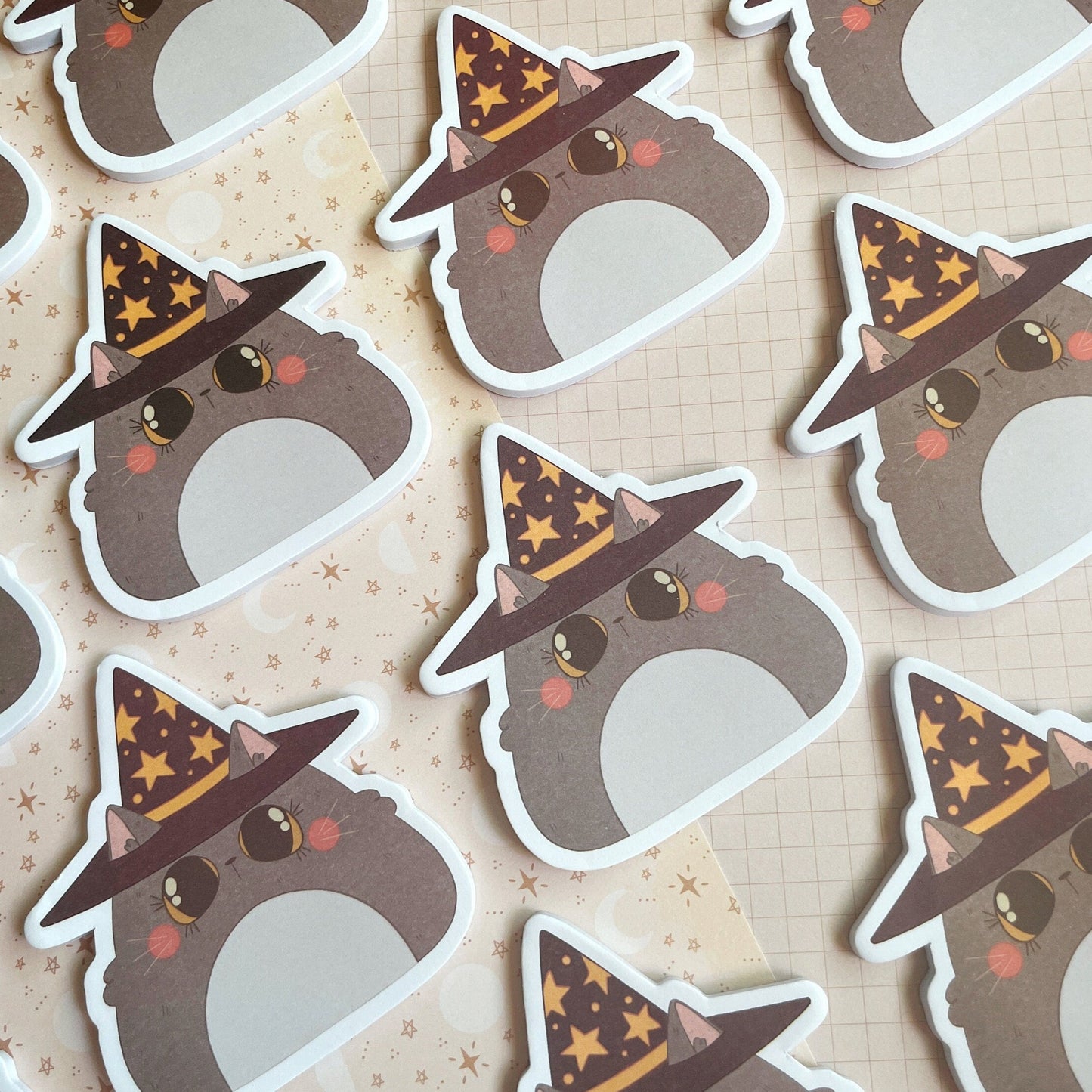 Die-cut Sticky Notes Grey Cat, Tabby Cat, Wizard Cat and Cloud Frogs