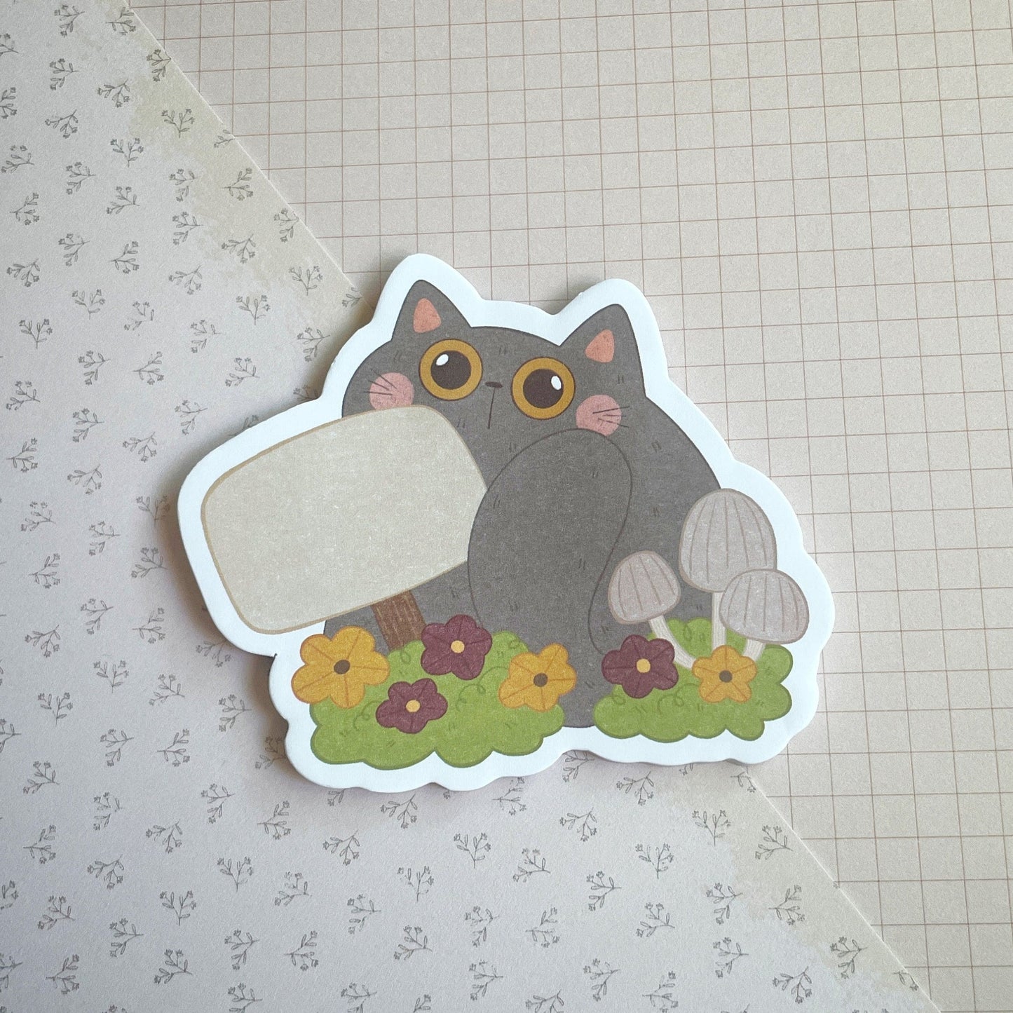 Die-cut Sticky Notes Grey Cat, Tabby Cat, Wizard Cat and Cloud Frogs