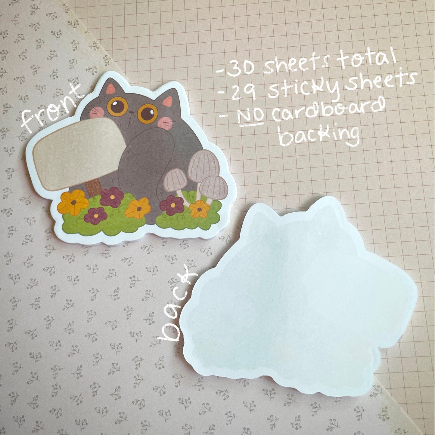 Die-cut Sticky Notes Grey Cat, Tabby Cat, Wizard Cat and Cloud Frogs