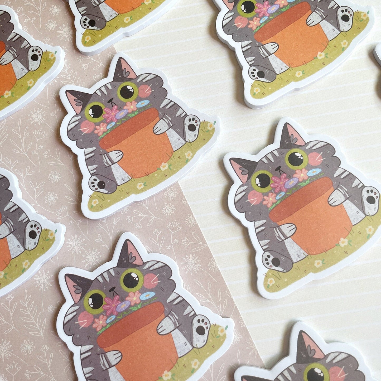 Die-cut Sticky Notes Grey Cat, Tabby Cat, Wizard Cat and Cloud Frogs