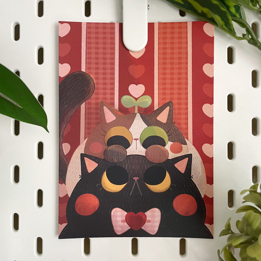 Lovey Dovey Cats Soft Touch Postcard Art Print