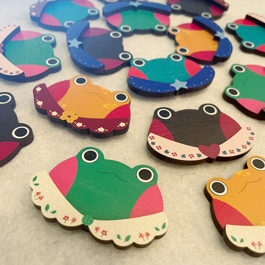 (Collars) Frog Dress-up Friends Pins or Magnets