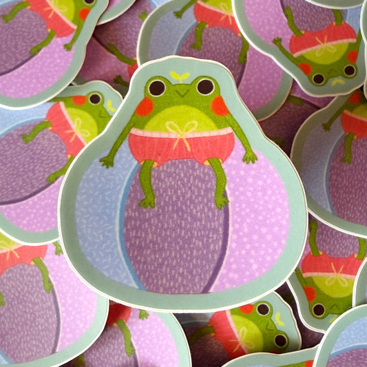 Frog on Beach Ball Matte Die-cut Sticker