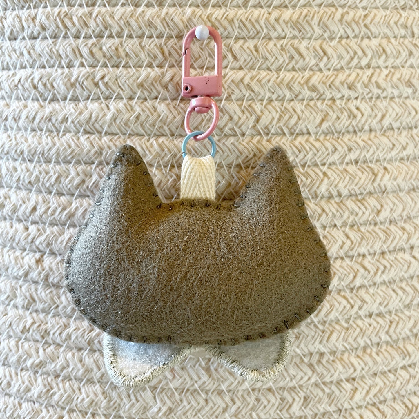 Pride Cat Felt Plush Keychain - Trans Flag