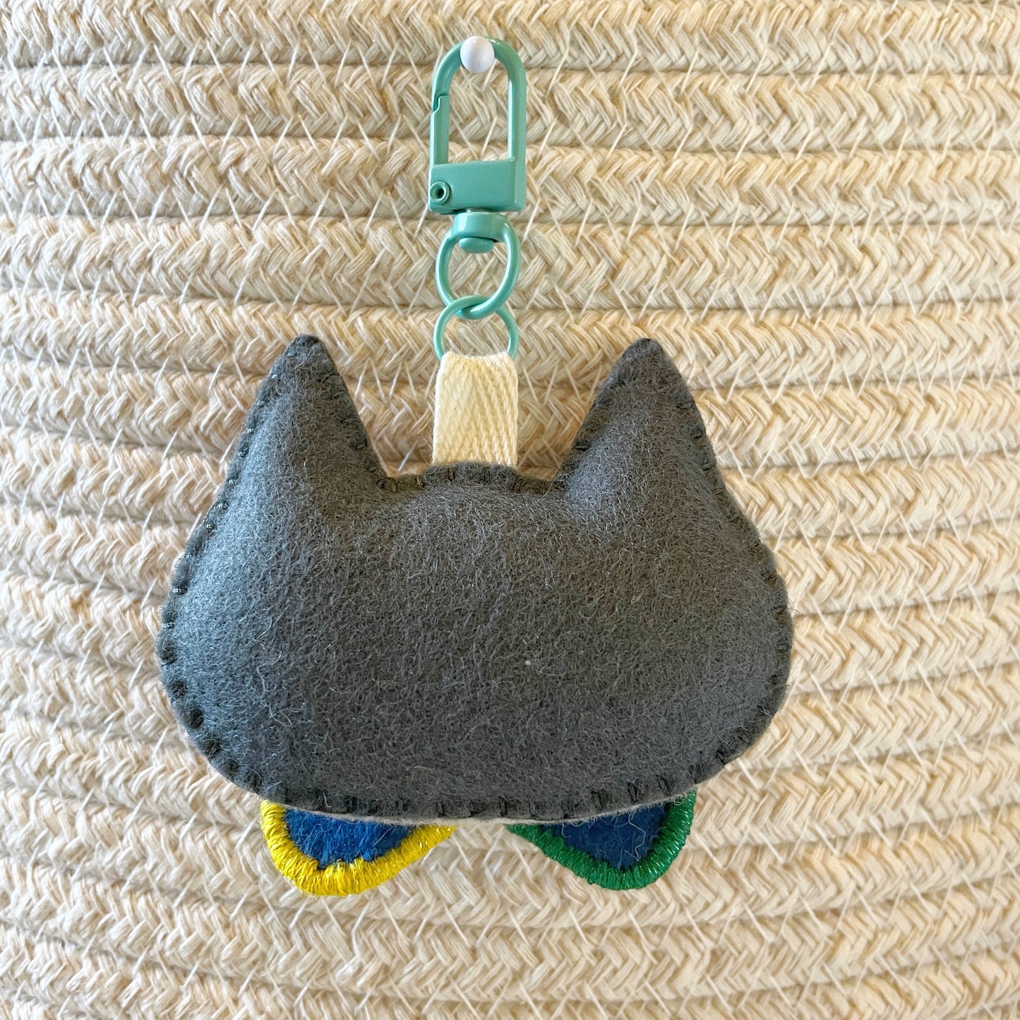 Pride Cat Felt Plush Keychain - Rainbow Flag