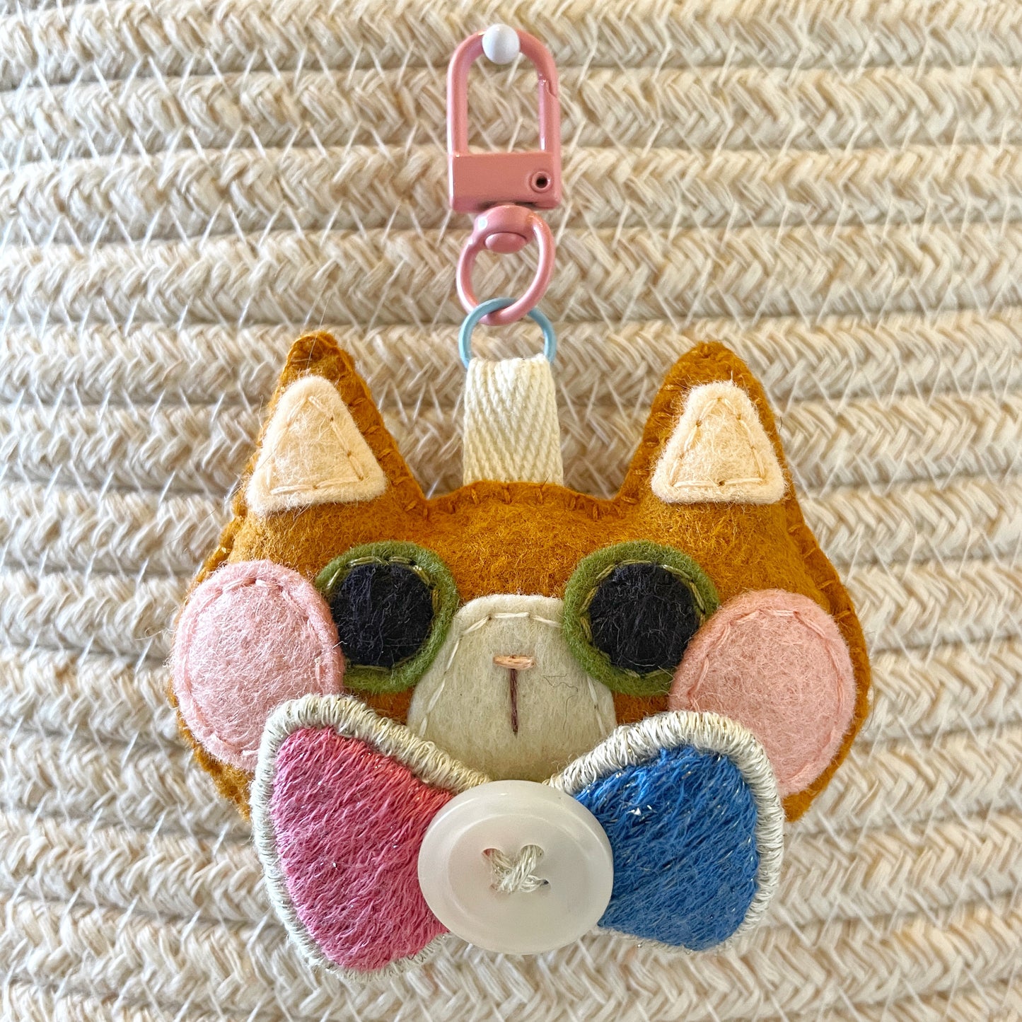 Pride Cat Felt Plush Keychain - Trans Flag