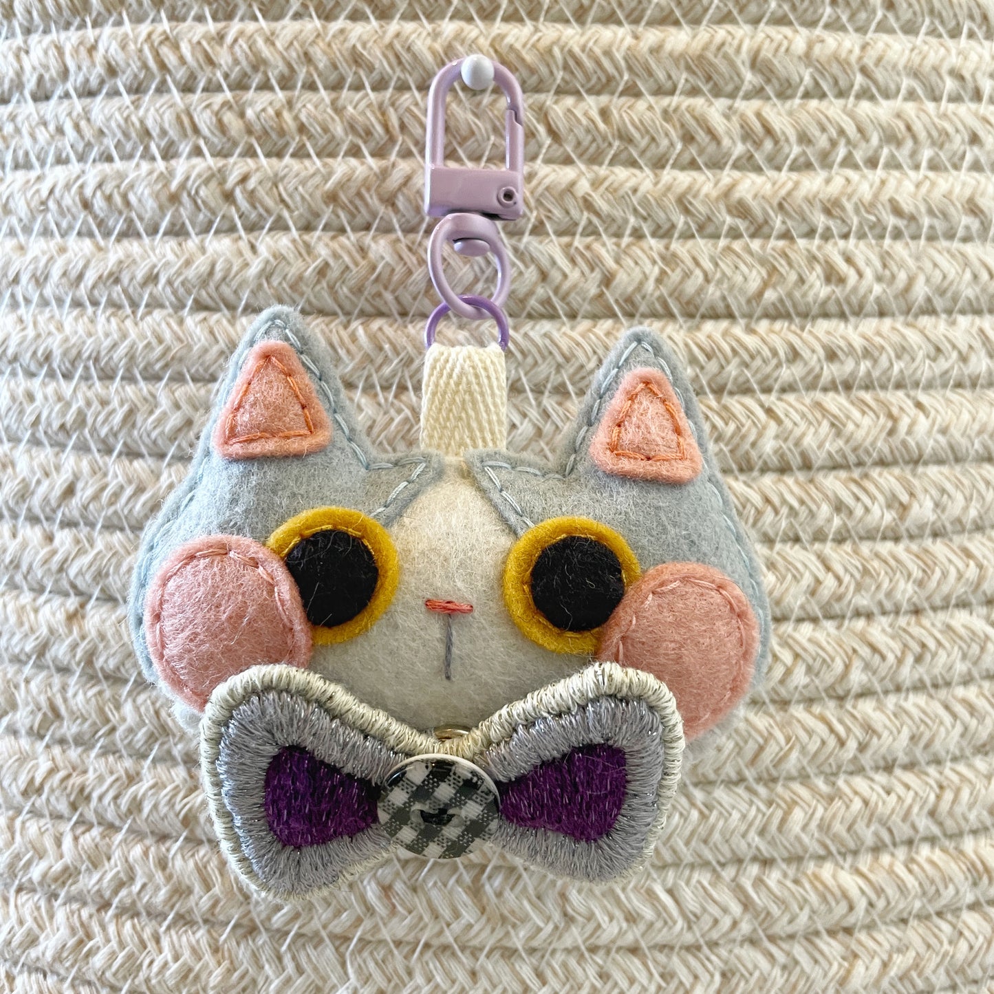 Pride Cat Felt Plush Keychain - Ace Flag