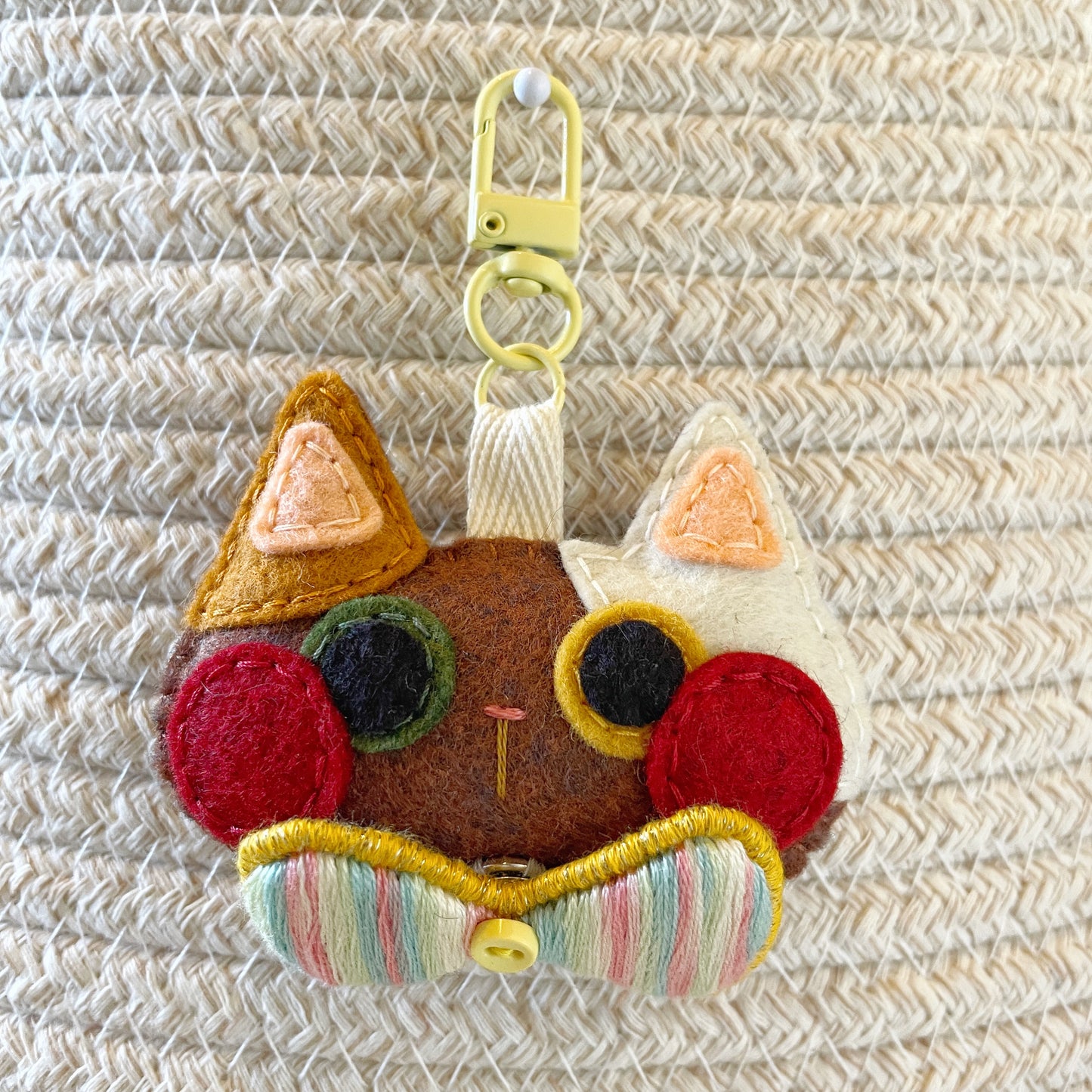 Pride Cat Felt Plush Keychain - Rainbow Flag