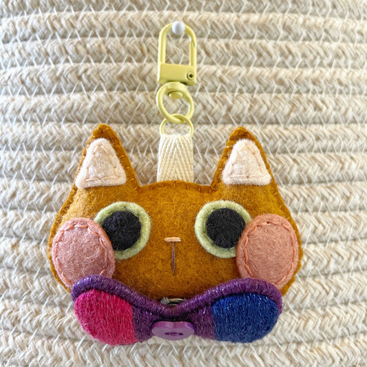 Pride Cat Felt Plush Keychain - Bi Flag