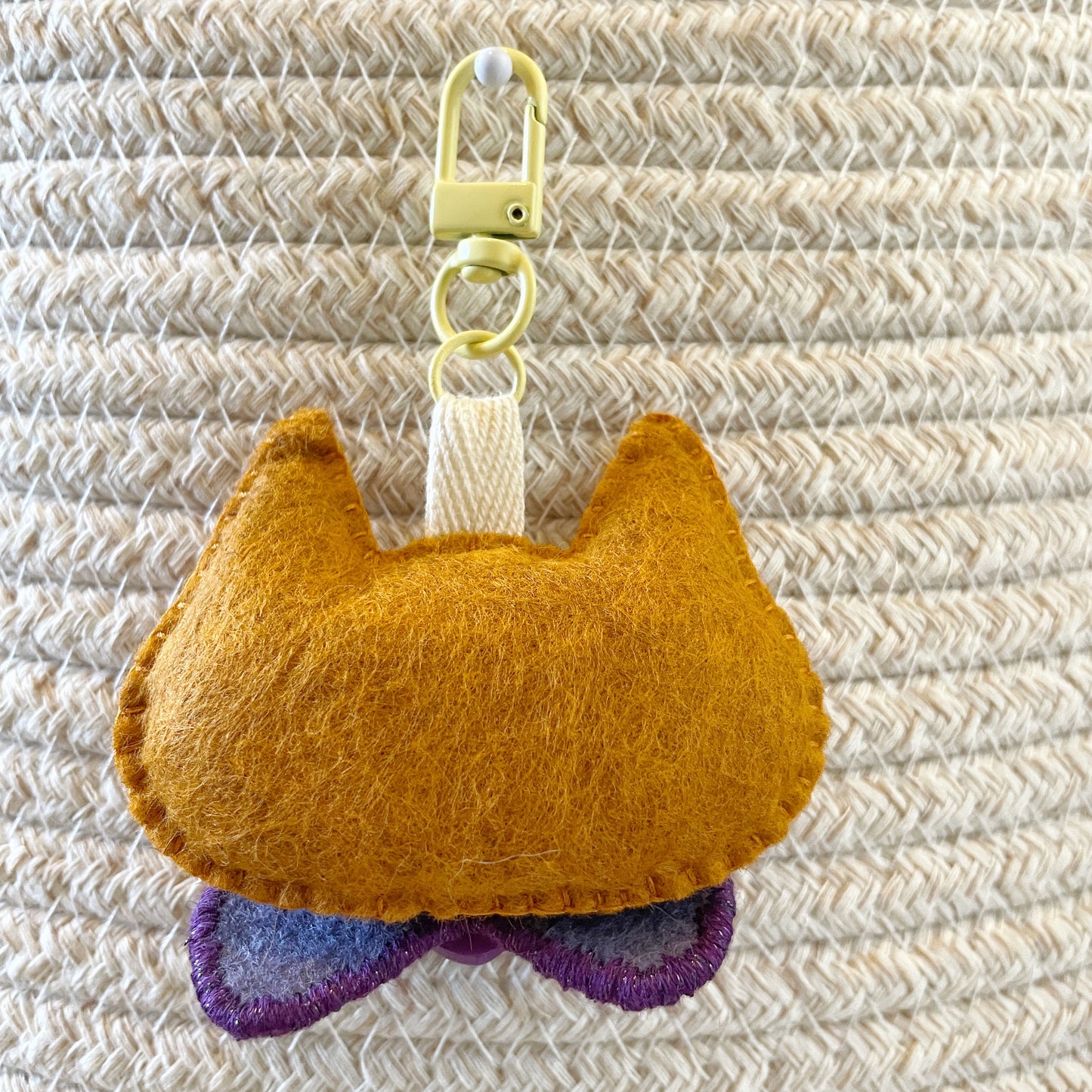 Pride Cat Felt Plush Keychain - Bi Flag