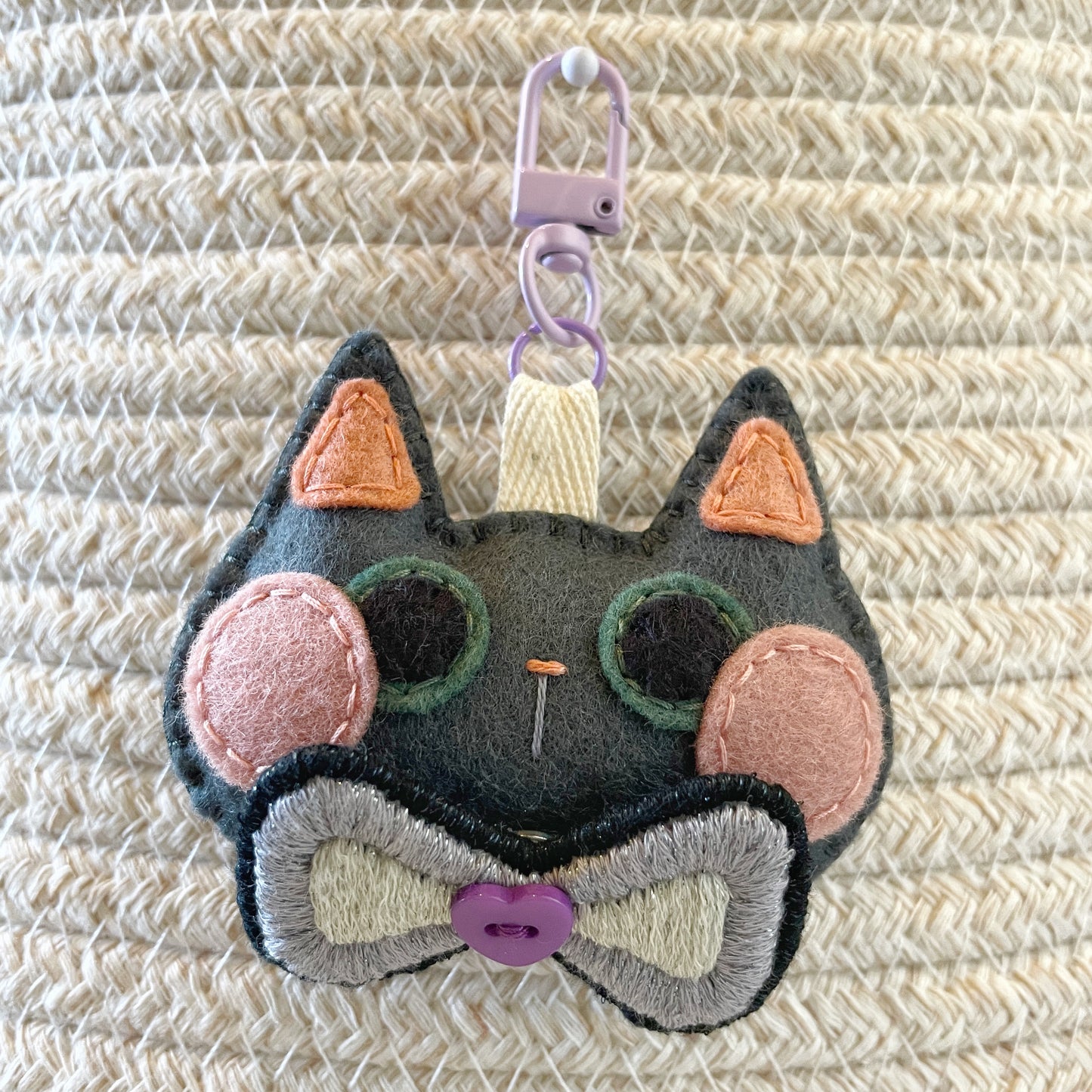 Pride Cat Felt Plush Keychain - Ace Flag