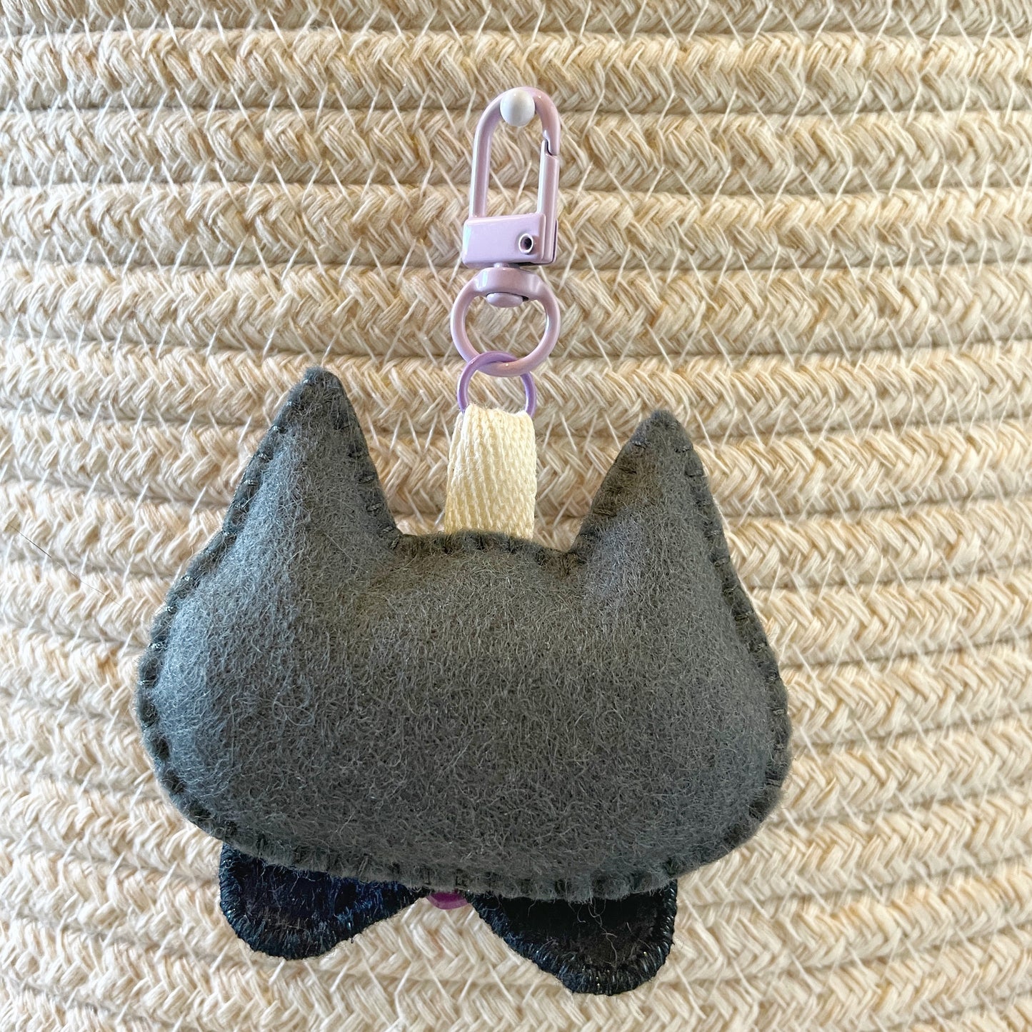 Pride Cat Felt Plush Keychain - Ace Flag