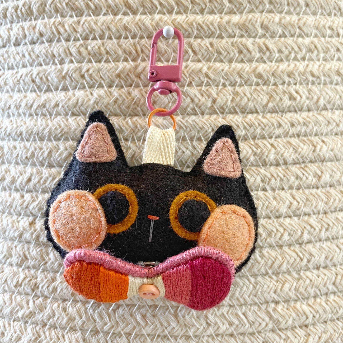 Pride Cat Felt Plush Keychain - Lesbian Flag