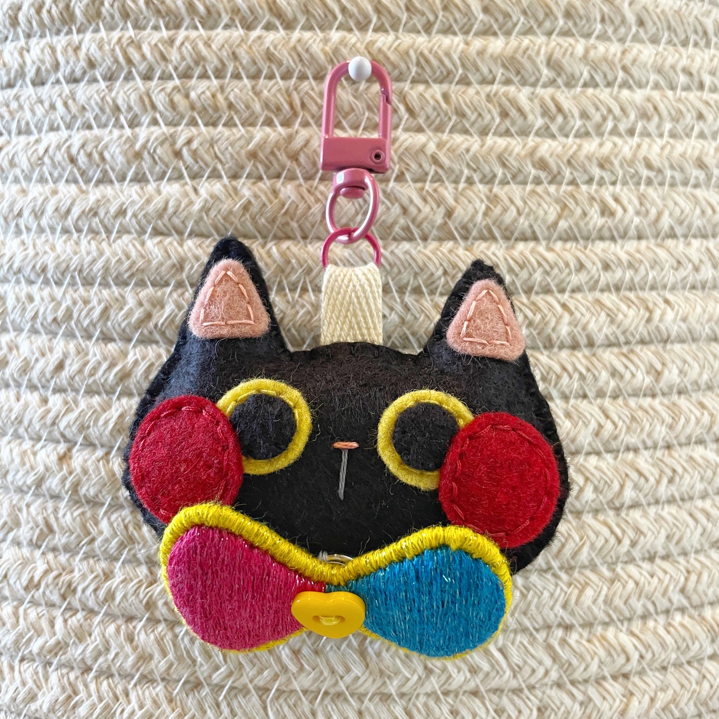 Pride Cat Felt Plush Keychain - Pan Flag