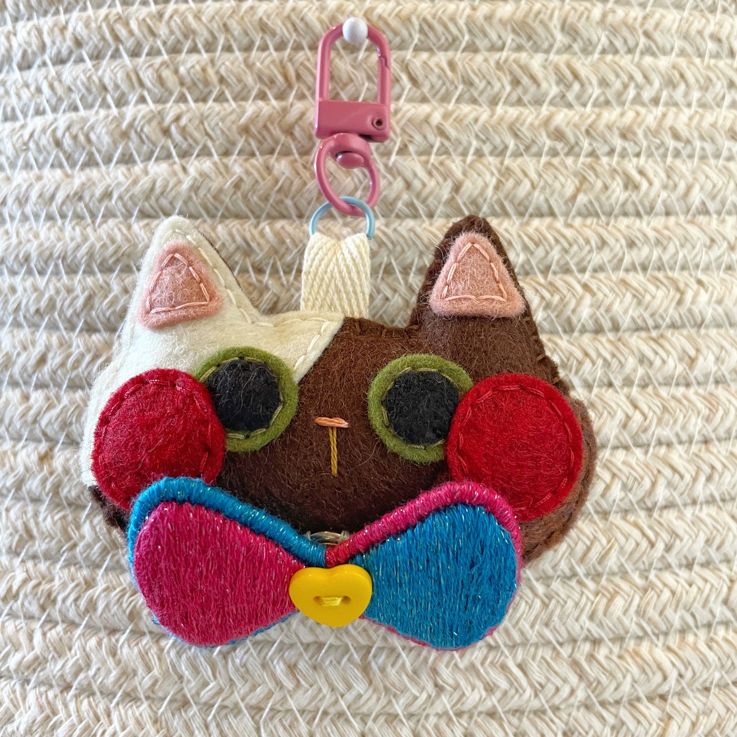 Pride Cat Felt Plush Keychain - Pan Flag