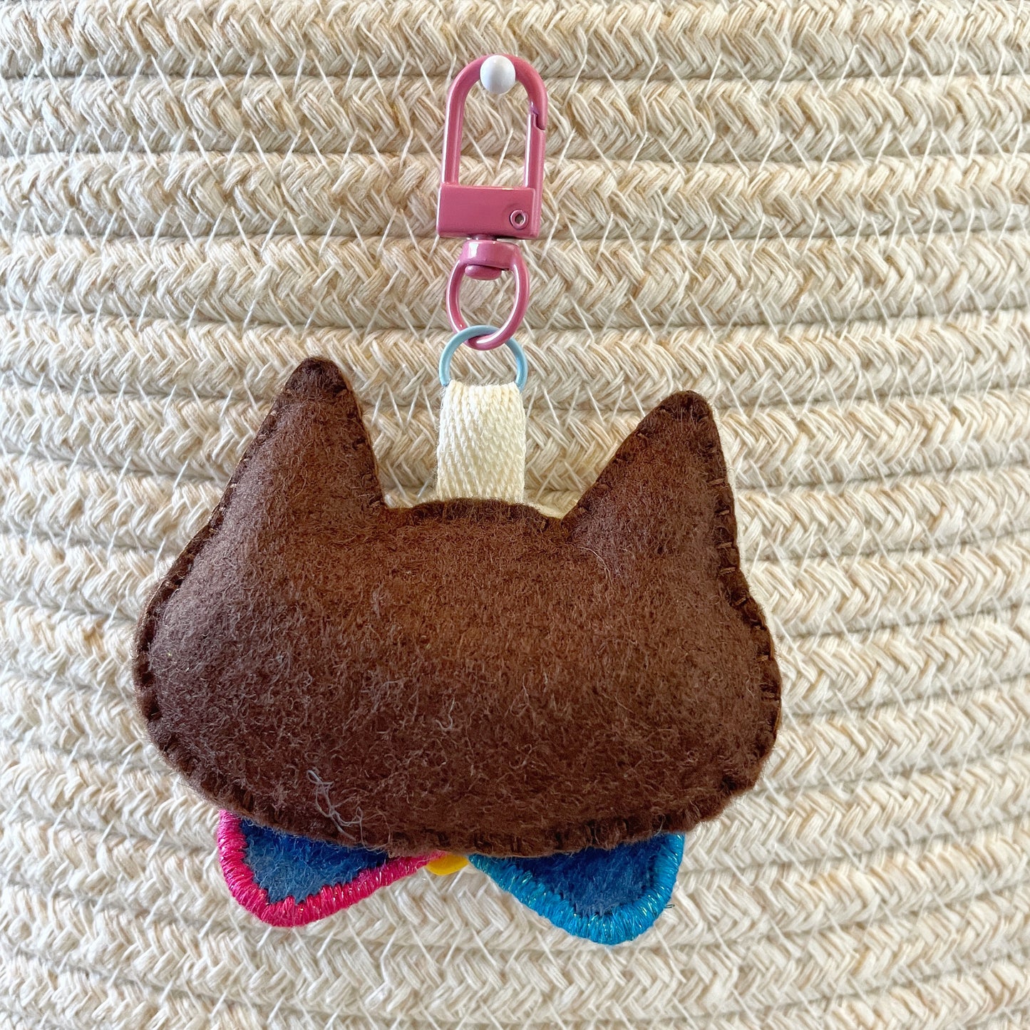 Pride Cat Felt Plush Keychain - Pan Flag