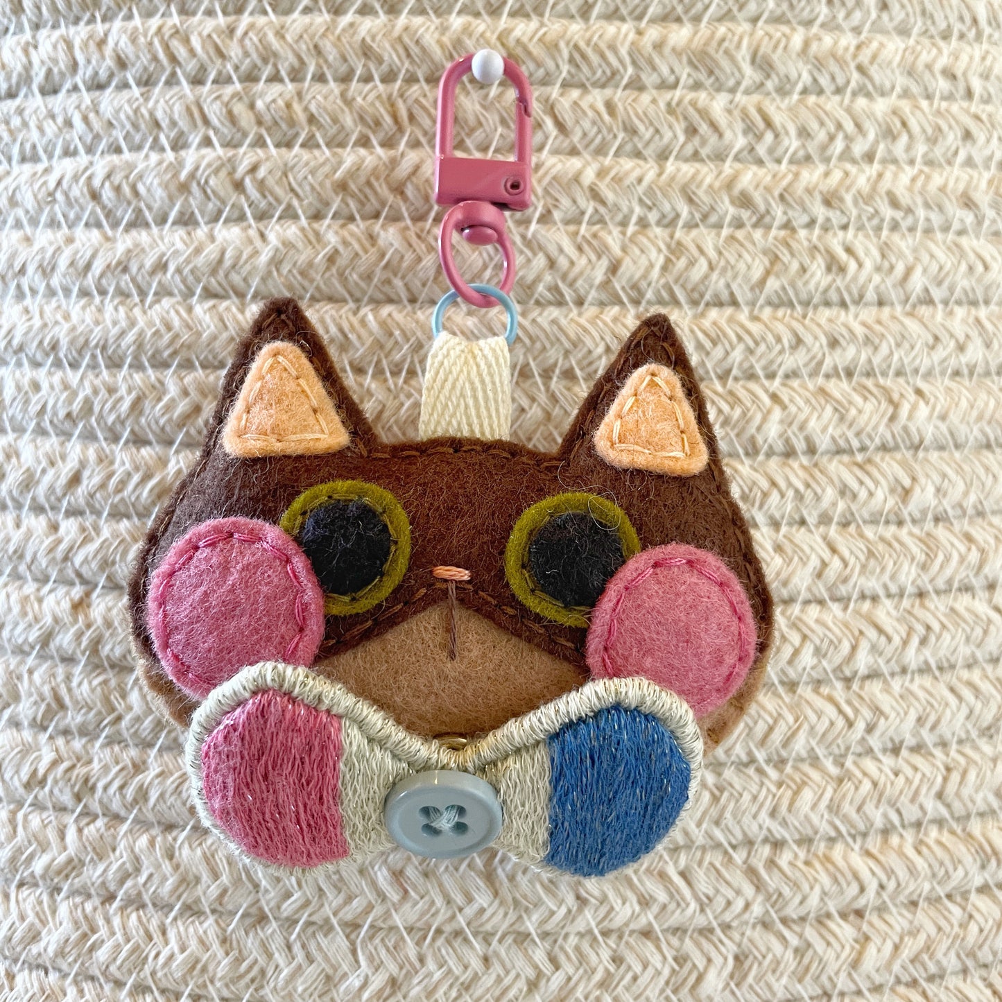 Pride Cat Felt Plush Keychain - Trans Flag