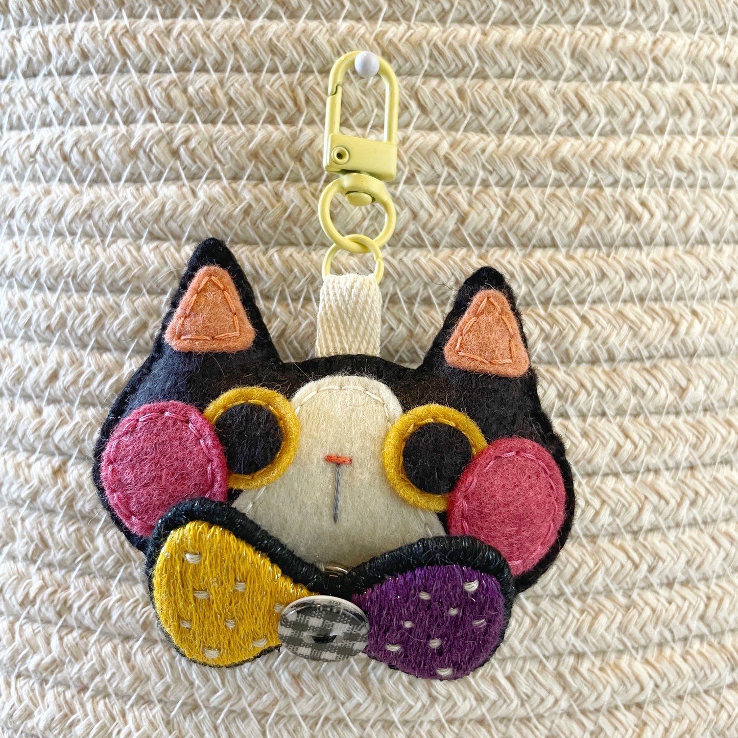 Pride Cat Felt Plush Keychain - Nonbinary Flag