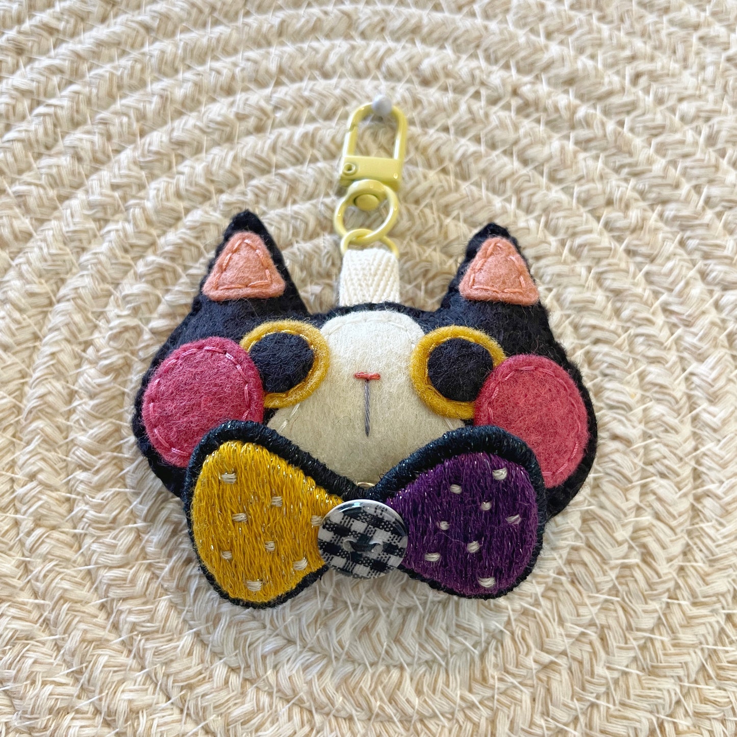 Pride Cat Felt Plush Keychain - Nonbinary Flag