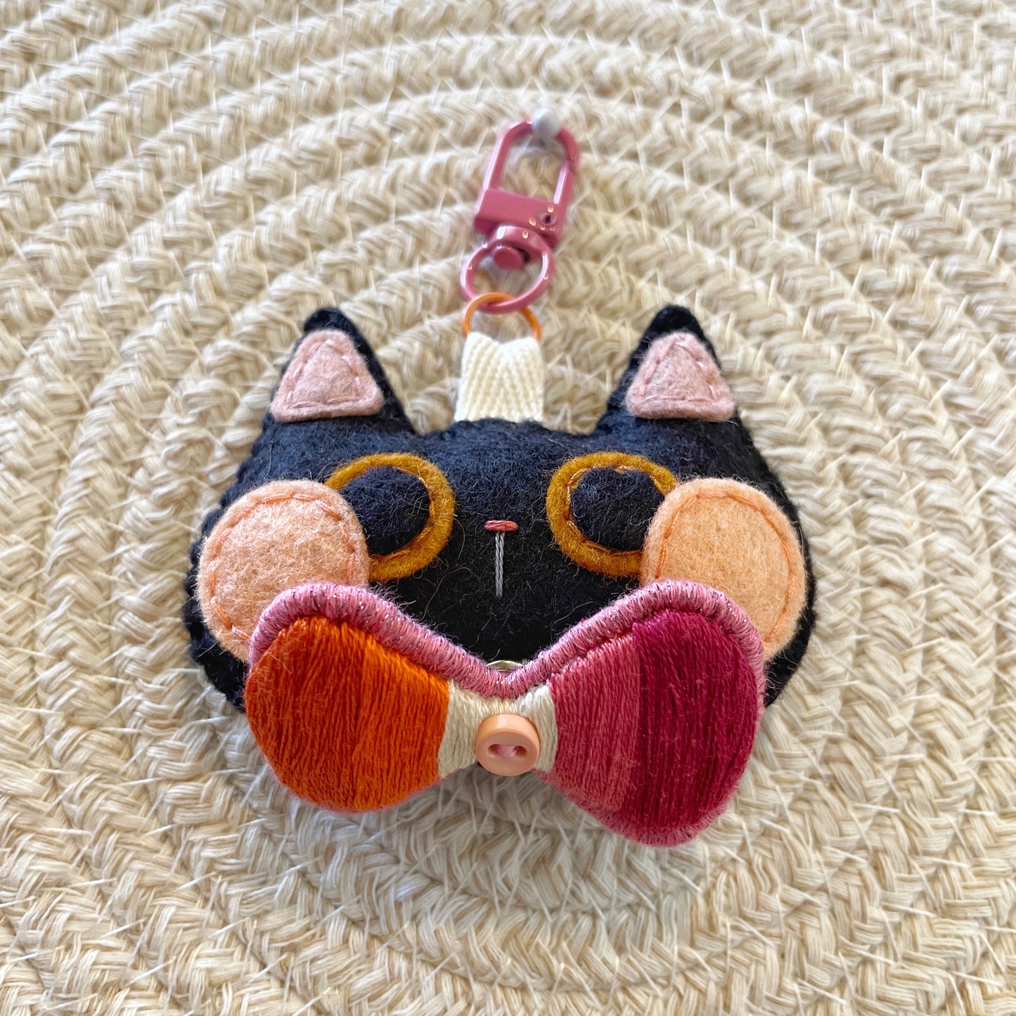 Pride Cat Felt Plush Keychain - Lesbian Flag