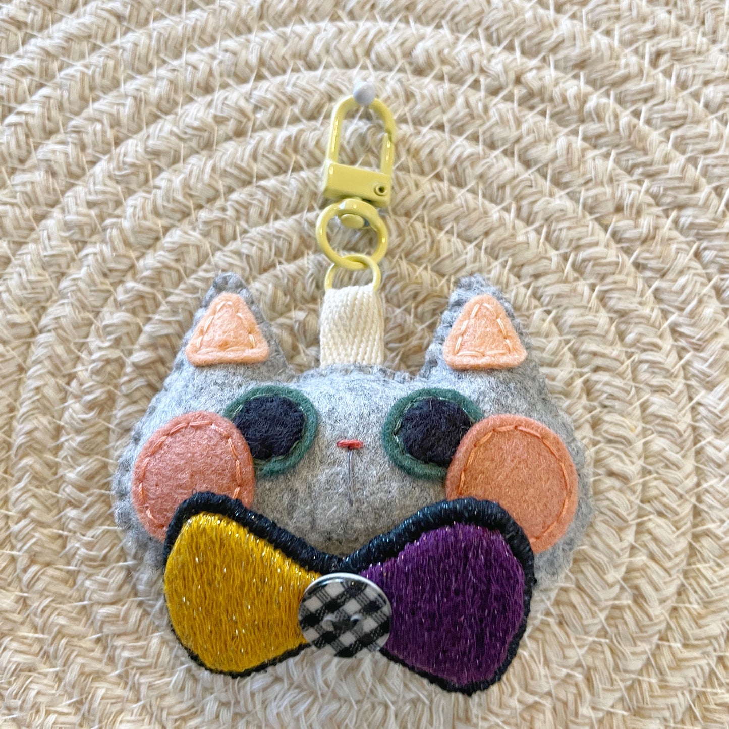 Pride Cat Felt Plush Keychain - Nonbinary Flag